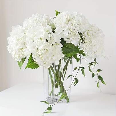 White Artificial Hydrangea Flowers With Stems For Wedding Bouquets, Home Decor, Table Centerpieces, Baby Shower Party Decorations