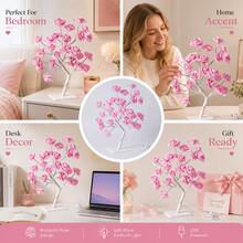 24 LED Rose Flower Tree Lamp, USB Powered Table Lamp, Romantic Warm White Decorative Night Light, Valentine's Day Gift And Holiday Atmosphere Decoration - 24-lED White Background Pink Floral Tree Light - View 3