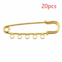 5/10/20/30/40/50/100 Pcs Gold Safety Pin Brooches With 5 Hanging Loops, 50mm DIY Charm Connector Pins For Jewelry Making, Crafts, Scarves And Sweaters - Gold - View 9