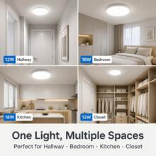 12W18W LED Ceiling Light With Ultra-Thin Flush Mount Design, Modern Low-Profile Fixture, Cool White/Warm White Light, Hardwired 220V, Battery-Free Operation, Easy Installation With Hardware Included, Energy-Efficient For Kitchen, Living Room - White Light - View 5