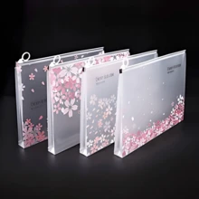 4pcs A4 Waterproof Cherry Blossom Style Zipper File Bags, 4 Styles, High-Quality PP Material, 3D A4 Storage File Bags, Suitable For Stationery, Office Supplies, Home Organization And Travel Storage - Back To School Season - A4 - View 1