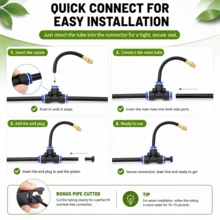 1 Set DIY Micro Drip Irrigation Kit, Adjustable Brass Spray Stake Watering System, 5/16" PVC Tubing Automatic Water Saving Irrigation Set With Connectors Cutter Cable Ties, For Garden Lawn Flower Bed Greenhouse Balcony Vegetable Plant - 10M - View 5