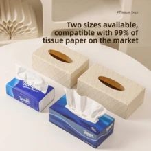 1pc Solid Color Reversible Luxury Style Classic Oversized Tissue Box, Minimalist Home Dining Table Coffee Table Napkin Holder, Large Capacity Paper Towel Storage Box - View 3