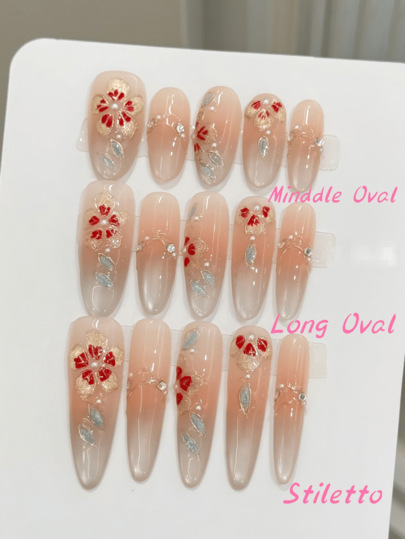 10PCS Oval/Stiletto Handmade Press On Nails, Y2K,Summer Vacation, Graduation Season, Spring And Summer, Suitable For Girls And Women Festivals,Music Festival,Daily Wear,Valentine's Day Gift.