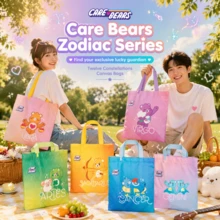 Care Bears 12 Zodiac Signs Canvas Tote Bag, Large Capacity Shoulder Bag, Printed Reusable Shopping Bag, Casual Handbag, Daily Gift - Multicolor - View 3