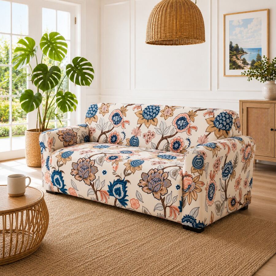 1 buah Sarung Sofa Motif Bunga, Tahan Debu & Noda, Pelindung Sofa Elastis Satu Bagian yang Menutupi Seluruh Bagian, Dekorasi Rumah Ruang Tamu, Cocok untuk Sofa 1/2/3/4 Dudukan, Dapat Digunakan Sepanjang Musim, Dapat Dicuci dengan Mesin, Sarung Bantal Tidak Termasuk - MultiWarna - View 1