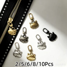 2/5/6/8/10 chiếc đầu kéo khóa hình mèo, tháo rời nhanh chóng để sửa chữa, phụ kiện thay thế đầu khóa kéo kim loại đa năng có lỗ nhỏ, không cần dụng cụ, dùng cho túi xách, quần áo, áo khoác, giày, bốt - Nhiều màu - Xem 13