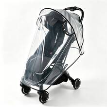 1pc Transparent Baby Stroller Rain Cover, Dual-Side Breathable, Lightweight, All-Season Universal Travel Windproof & Waterproof Cover - Clear - View 1