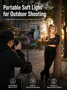 30cm Quick Detachable Octagonal Mini Softbox, Mini Bowens Mount Portable Photography Soft Light Diffuser, Includes Diffusion Cloth And Honeycomb Grid, Compatible With Mini Bowens Mount COB LED Photography Lights, Suitable For Outdoor Portrait, Vlog, Product Photography, Live Streaming - View 8