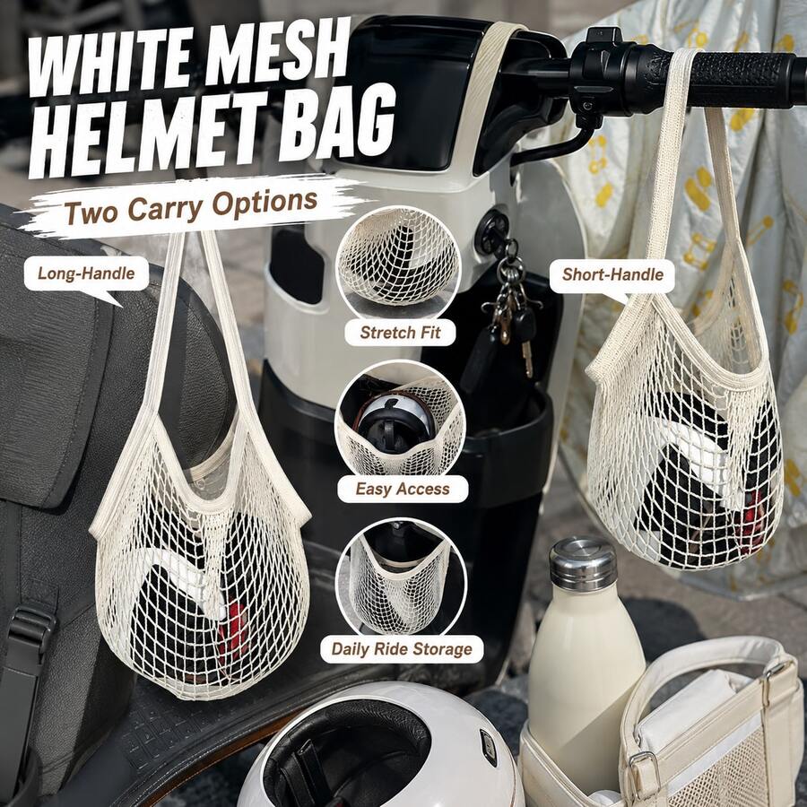 Skateboard Storage Mesh Bag Helmet Holder, Elastic Mesh Hanging Bag, Lightweight Open Rope Mesh Storage Bag, Suitable For Motorcycles, Electric Bicycles Convenient Motorcycle Accessories & Motorcycle Storage Supplies - A - View 1