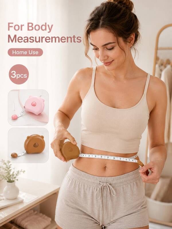 Ergonomic Weight Loss Tape Measure With Hidden Button, Instant Retraction, And Cute Pink Storage Box. Simple And Practical, Suitable For Dieters And Craft Enthusiasts. Durable Tape Measure, Ideal For Fitness Bags, Can Be Used To Monitor Muscle Growth And Body Data.