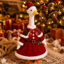 Porch Goose Christmas Outfit Snowman Dress Scarf  Earmuffs For Lawn Goose - Red - View 3