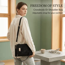 Women Niche Minimalist Handbag, Elegant Versatile Shoulder Crossbody Bag For Daily Commute - Black - View 5