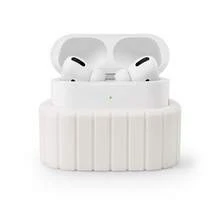 Support d'écouteurs sans fil, base de rangement d'écouteurs Bluetooth à rayures de colonne romaine, support fixe antidérapant minimaliste moderne, accessoire numérique blanc très attrayant pour bureau de bureau et coiffeuse - Voir 11