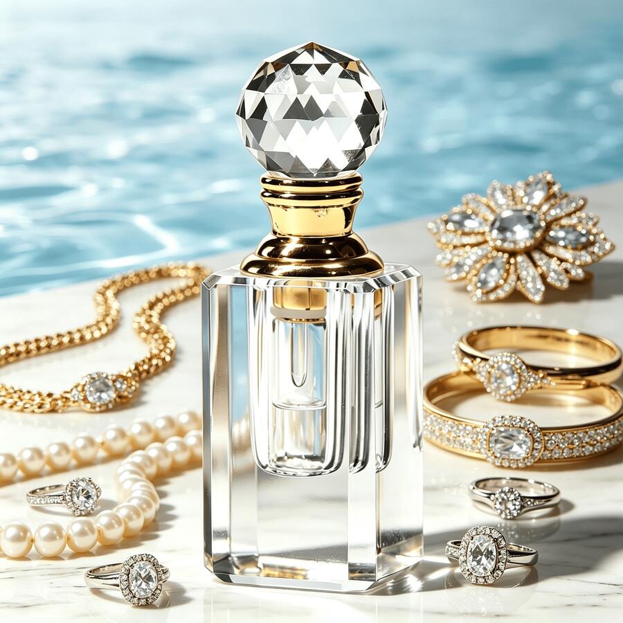 WALTZ&F Transparent Cube Crystal Perfume Bottle With Crystal Ball Refillable Empty Decorative Glass Bottle For Essential Oil Girl Or Women Gift For Dresser Table Decor 1ML - 1PC - View 1