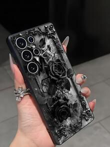 1pc Fashion Creative Black Rose Anti-Drop Anti-Slip Black Phone Case Protective Cover Compatible With Galaxy A04e/A05s/A13/A14/A15/A34/A35/A50/A52/A53/A54/S21/S22/S23/S24/S25/S25Ultra/24fe, [International Version, Not Local Version] - Black - View 6