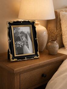 Vintage Black & Gold Picture Frame, Luxurious Baroque Style 5x7 Inch Photo Frame, Antique Desktop Frame, Suitable For Bedroom, Living Room, Fireplace Mantel, Desk And Wedding Decor - Multiple Models 2 - View 2