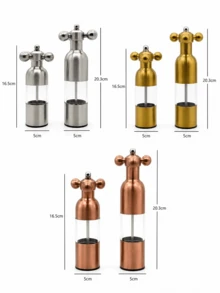 1Pc Stainless Steel Pepper Grinder, Salt And Pepper Grinder & Manual Spice Mill, Ceramic Grinding Core, Refillable, Clear Container, For Kitchen And Dining Table, Kitchen Accessories - Multicolor - View 12