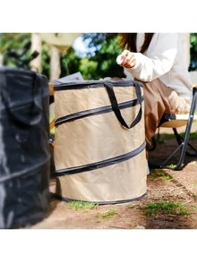 1pc Foldable Camping Trash Can, Large Capacity Double-Layer Trash Bag, Windproof Foldable Bucket For Picnic, BBQ, Outdoor, Garden Storage - Multicolor - View 10