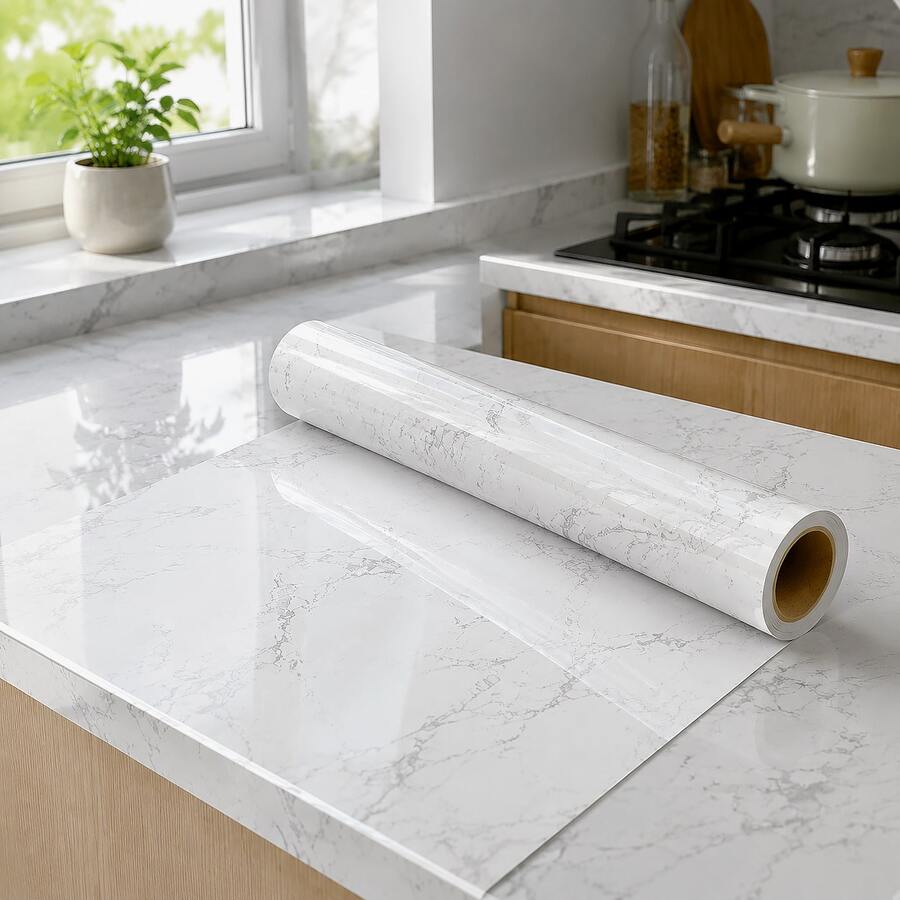 Minimalist Marble Pattern Window Sill Sticker, Suitable For Repairing Damaged Window Sills, Door Frames And Baseboards, Decorative Renovation Sticker, Easy To Apply And Cover Flaws - 3m - View 1