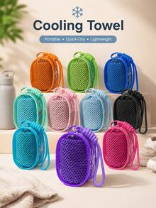 Minimalist Macaron Style Cooling Sports Towel, Portable & Foldable, Designed For Sports, Efficient Cooling, Breathable & Sweat-Absorbent, Includes Transparent Storage Box, 30*100cm - Multicolor - View 4