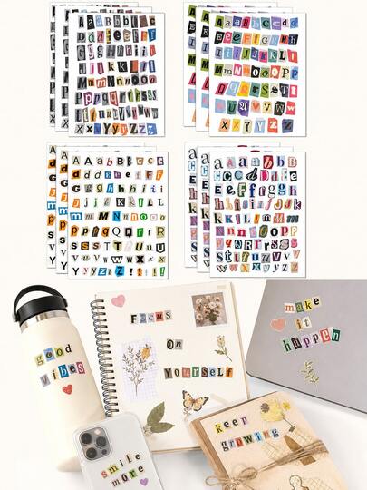 8/4/1pc Vintage Magazine Letter Stickers, Ransom Letter Scrapbook Sticker Set, Decorative Planner Letter Stickers, Suitable For Scrapbooking, Junk Journal, DIY Crafts, Laptop, Water Bottle And Planner Decoration, Back To School, New Year, Graduation Gift