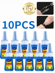 GELPOLISH 10PCS 20G Super Strong Nail Glue For Acrylic Nails,Nail Tips, Press On Nails,Fake Nails, Salon Quality Brush On Nail Glue Easy Application Long-Lasting False Nail Glue - 20g Blue Bottle - View 2