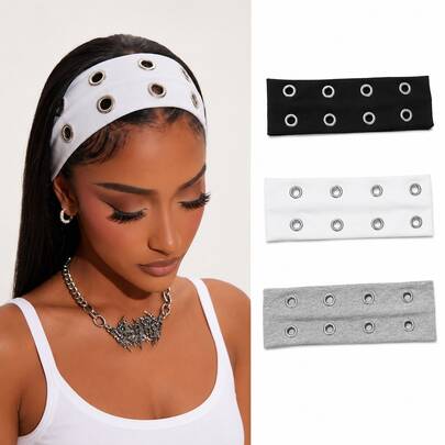 3 Pcs/1 Pc Women's Black, White And Gray Fashion Punk Style Sweet Cool Sexy Soft Non-Slip Elastic Hollow Out Beach Yoga Sports Knitted Headband, Fashionable Versatile Fairy Flower Hairband, Suitable For Daily, Casual, Party, Work, Vacation, Makeup, Outfit Matching, Spring Hairband, Summer Hairband, Autumn Hairband, Winter Hairband