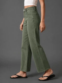Quần jeans ống đứng màu xanh lá cây thời trang dành cho nữ - Quần jeans denim chất lượng cao cho vẻ ngoài sành điệu, năng động mùa xuân. - Màu xanh lá cây đậm - Xem 4