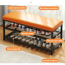 1PCS Shoe Bench Stool Shoe Storage Rack Cabinet Organiser With Cushion Padded Seat Unit - Orange - View 8