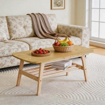 A Large Coffee Table With A 100 Cm Long Solid Wood Base, Offering Ample Storage Space And Ideal For The Living Room, Apartment And Office.