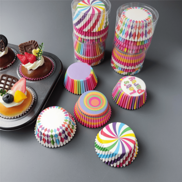 100pcs Rainbow Pattern Cake Cup Liners, Rainbow Cake Greaseproof Paper Cups, Baking Paper Liners, Cake Liners, Baking Tools, Cake Tools