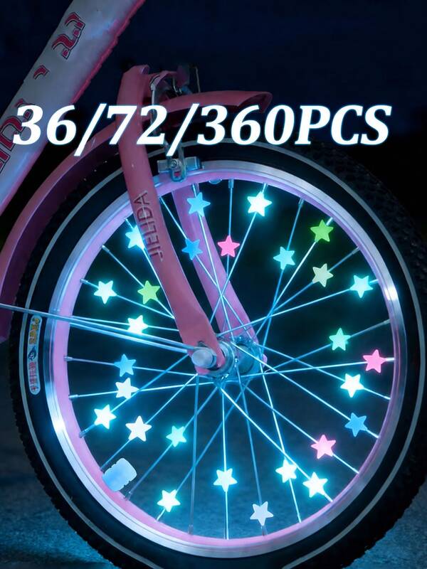 36/72/360pcs Bicycle Spoke Beads - Glowing Star-Shaped Hub Decoration, Suitable For Night Riding, Hub Decoration, Cycling Enthusiast Gift, Summer Cycling Accessory