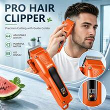 WEEME 4PCS Professional Hair Clipper Set, Cordless Electric Trimmer With LED Display, 8 Guide Combs, USB Rechargeable Barber Kit For Men - Orange - View 8