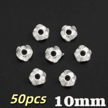 50顆 8/10mm 鋅合金波浪圓盤隔珠，適合DIY珠寶製作手鍊項鍊，時尚珠寶配件，筆珠用品 - 波浪隔片 - 查看 11