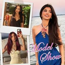 20英吋金髮女用髮頂片，適合髮量稀疏者，夾入式化纖髮頂片，自然髮際線，隱形頂部增量髮片 - 彩色 - 查看 6