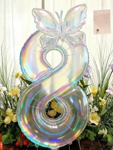 2件組 100公分大號彩色透明數字鋁箔氣球，附24英吋彩色蝴蝶結裝飾，適用生日派對、戶外活動、週年紀念、節慶與宴會慶祝 - 彩色 - 查看 14