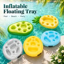 1-2pcs Inflatable Waterproof Bar Drink & Food Floats, Multi-Functional Pool Party Ice Bucket Cup Holder, Portable Inflatable PVC Ice Bucket Rack, Floating Drink Holder, Summer Pool Accessories With Hole Tray - Water Inflatable Tray - View 3
