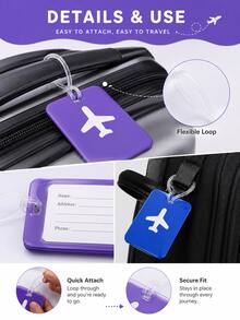 This Luggage Tag Features A Stylish Design With A Prominent Airplane Icon, Vibrant Colors, And High Visibility. It's An Essential For Cruise Travel And Also Perfect For Airport Check-In Or Carry-On Luggage. The Product Comes With A Durable And Flexible PVC Strap, Suitable For Both Men And Women, With Reliable Quality. - Multicolor - View 6