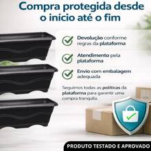 Jogo 6 / 4 Und Vaso Floreira Jardineira Preta 4 Litros RESISTENTE Horta Mudas Cactos Suculentas Ervas - B - Visão 6