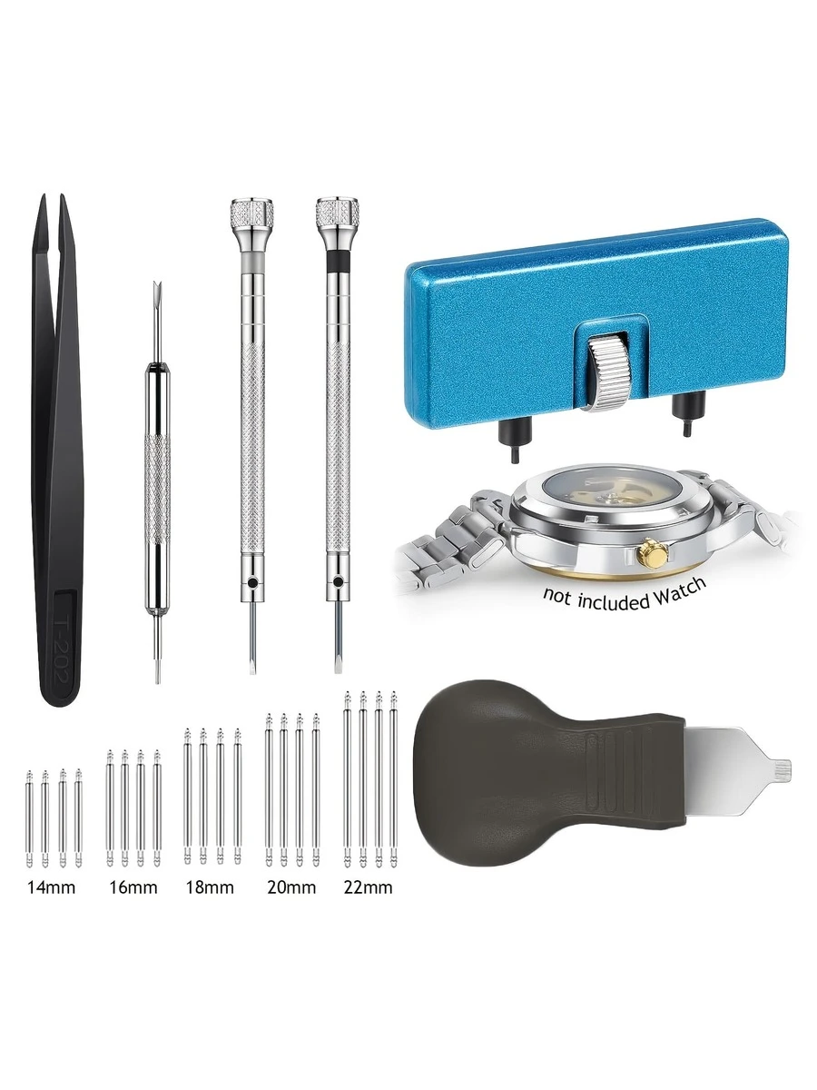 26pcs Watch Repair Tool Set, Includes Strap Removal & Replacement Tools, Battery Replacement Tools, Case Opening Pry Tools, And 20pcs Spring Bars In 14mm, 16mm, 18mm, 20mm, 22mm, Suitable For Watchmakers And DIY Enthusiasts