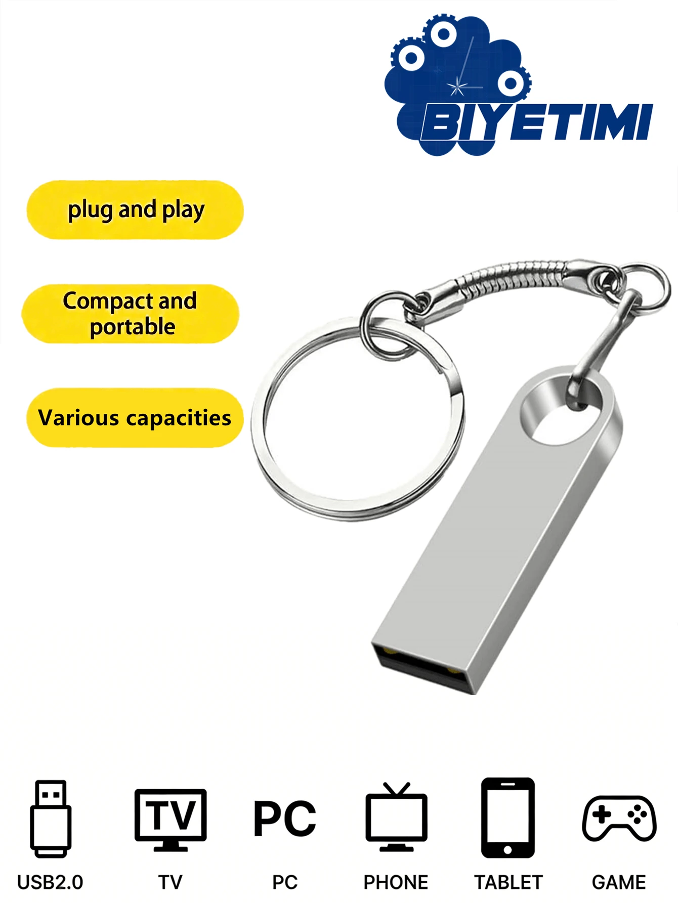 BIYETIMI 32GB 64GB 128GB 高速 USB 2.0 Mini 隨身碟,適用電腦與手機,16GB 32GB USB 隨身碟 64GB 8GB 4GB - 查看 1
