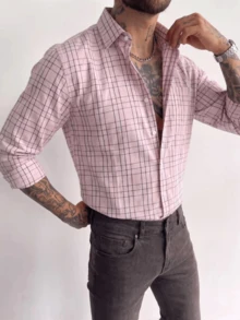 Men's Casual Versatile Commuter Plaid Long Sleeve Shirt, Suitable For Daily Wear, Holiday Gift, - Multicolor - View 4