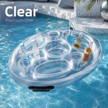 1-2pcs Inflatable Waterproof Bar Drink & Food Floats, Multi-Functional Pool Party Ice Bucket Cup Holder, Portable Inflatable PVC Ice Bucket Rack, Floating Drink Holder, Summer Pool Accessories With Hole Tray - Water Inflatable Tray - View 7