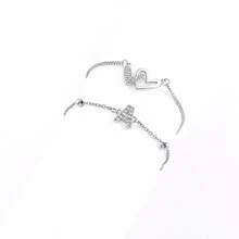 2Pcs/Set New Classic Initial Anklet Stainless Steel Bead Chain Layered Anklets For Women - Silver - View 3