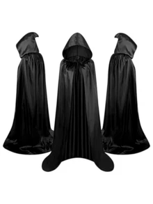 1pc Halloween Costume Black Grim Reaper Cloak With Hat, Adult Festival Cloak Outfit - A - View 1