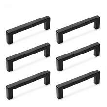 VingeGa 6pcs Square Silver Black Cabinet Door Handles, Kitchen Cabinet Drawer Wardrobe Furniture Shoe Cabinet Aluminum Alloy Handles, Black Cabinet Handles, Square Furniture Hardware Stainless Steel Kitchen Handles, Door Handles Cabinet Wardrobe Drawer Pulls, Cabinet Pulls Stainless Steel Kitchen Cabinet Handles, Square Vanity Handles Drawer Pulls - Double Hole - View 13