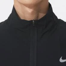 Nike Dri-Fit Solid Color Logo Jacket, Quick-Drying, Breathable, Windproof, Stand Collar, Versatile Sports And Casual Style, Men's - Black - View 5