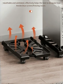 1pc Adjustable CPU Stand, Mobile Computer Case Cart With Universal Rolling Casters, Adjustable Desktop Stand, Multi-Functional Storage Rack - Multicolor - View 7