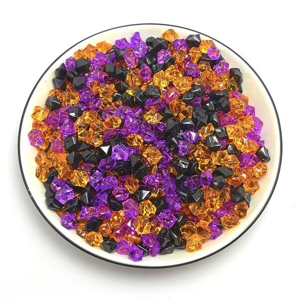 100pcs Artificial Crushed Ice Acrylic Ice Cubes Gemstones Halloween Party Table Centerpiece Mixed Colors For Vase Filler, Table Scatter, Home Decor, Wedding, Halloween, Thanksgiving, Fish Tank Decor, Floating Candle Centerpiece